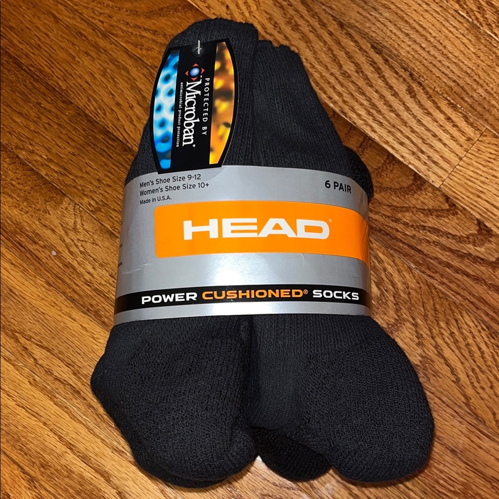 HEAD Men's Athletic Black Socks - 6 Pair